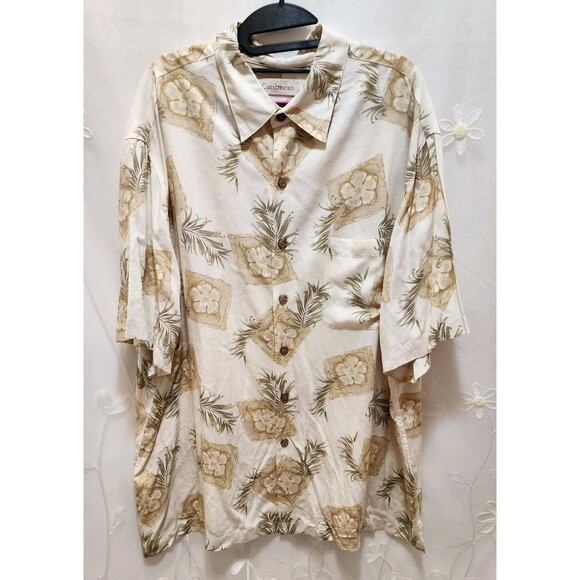 CARIBBEAN MENS XL MENS BUTTON UP SHIRT FLORAL VINTAGE Y2K TROPICAL VACATION SOFT - Picture 1 of 16